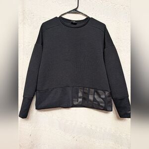 Womens Black Nike Just Do It Dri Fit Quilted Crewneck Sweater Long Sleeve Medium